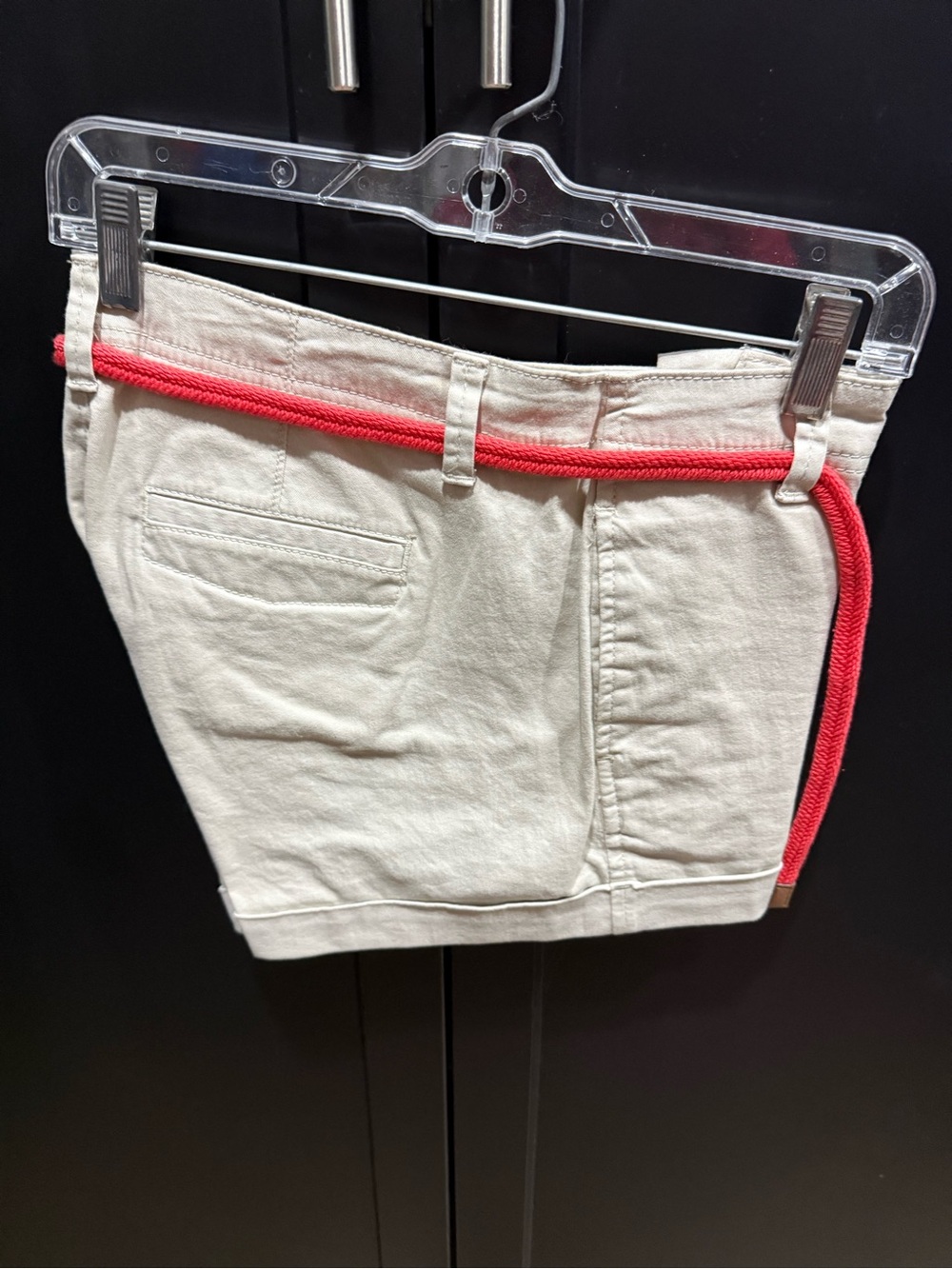 Elle Cream Shorts with Coral Rope Belt